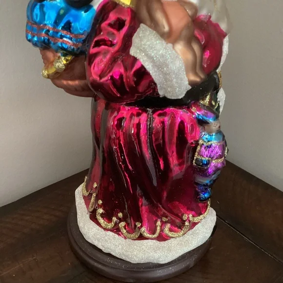Thomas Pacconi Classics Santa Claus Hand Blown figurine wooden base vintage 14”